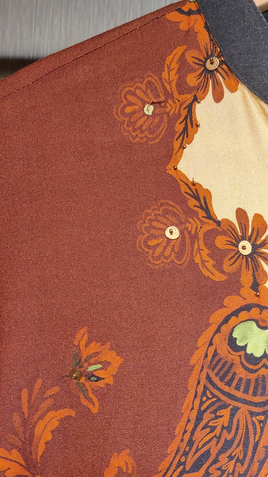 Handcrafted Paisley Cotton Co-Ord Set in Charcoal & Terracotta