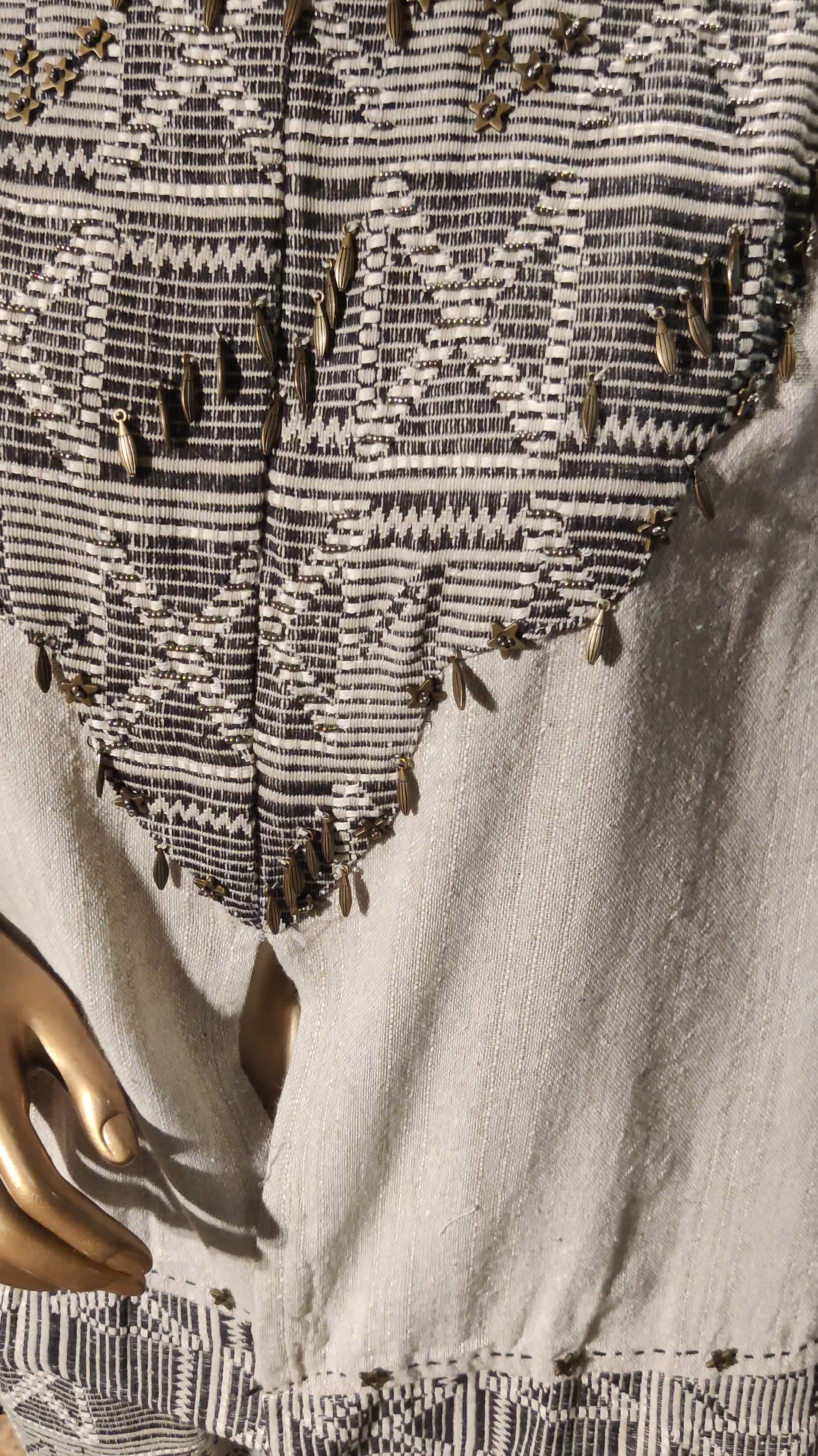 Boho-Artisinal Craft Asymmetric poncho Co-ord Set