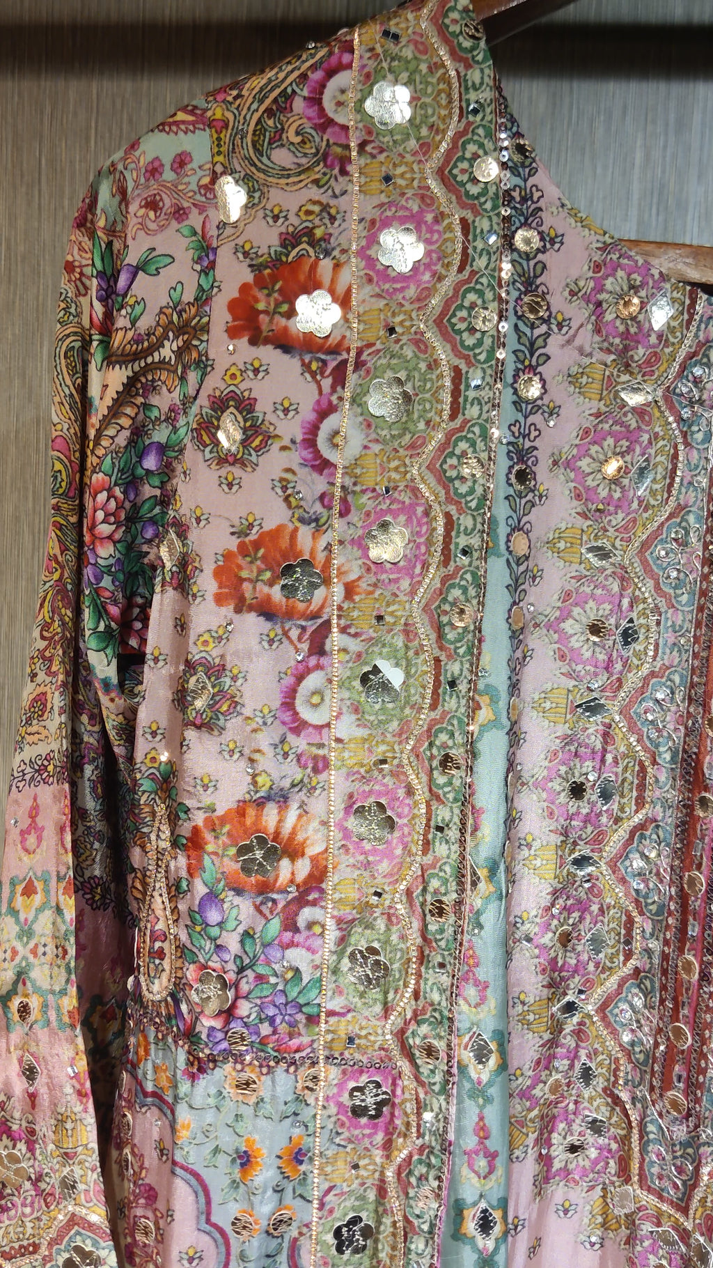 Russian Silk A-Cut Drape Dress with Persian Prints