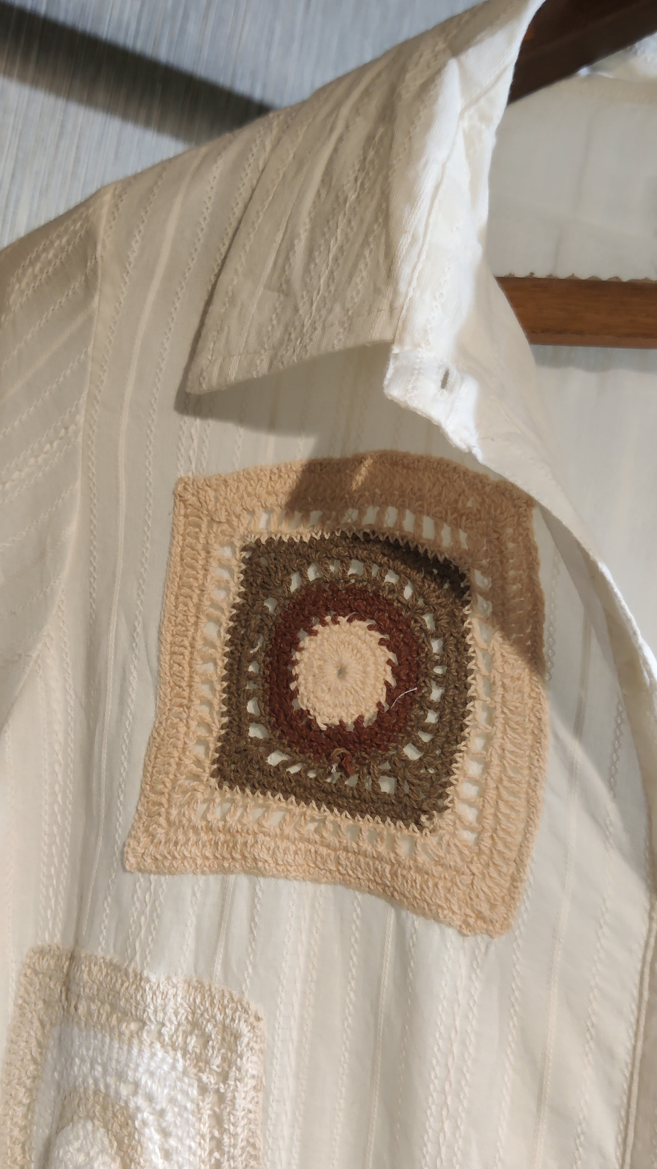 Handcrafted Crochet Patchwork  LInen Cotton Co-ord Set