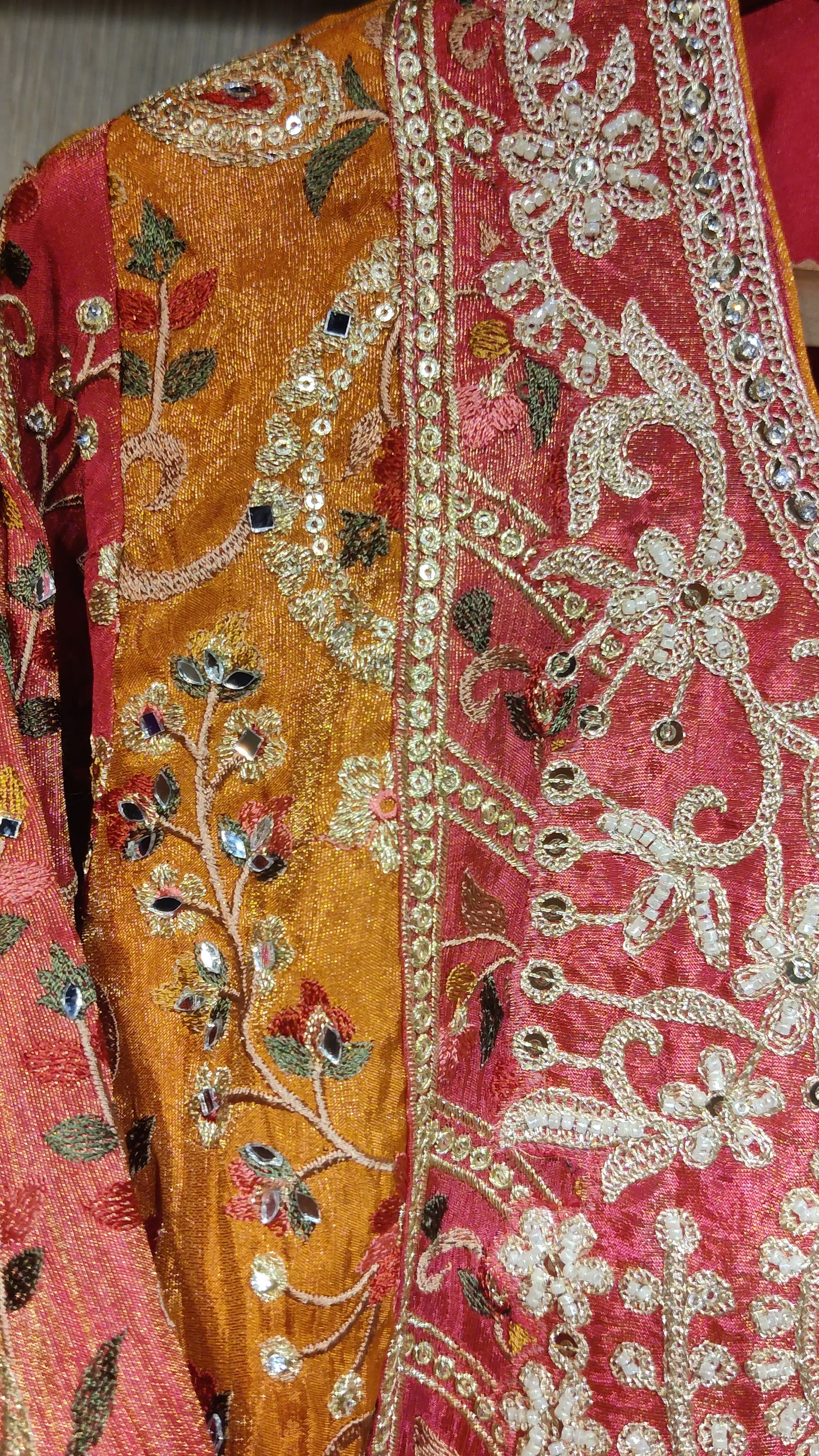 Designer Silk Suit with Glass & Beads Embellishments
