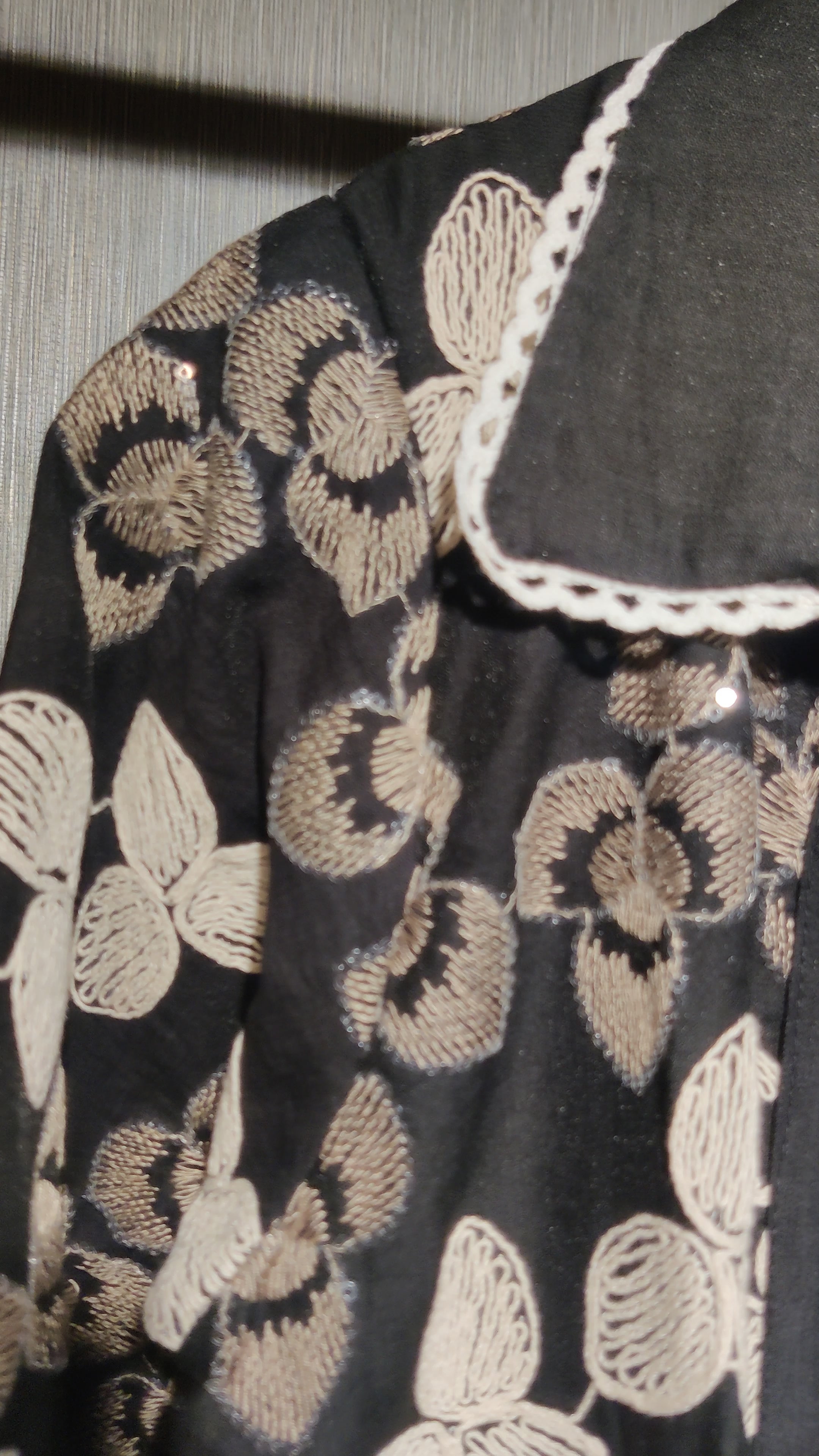 Premium Black Cotton Embroidered Jacket Style Co-ord Set