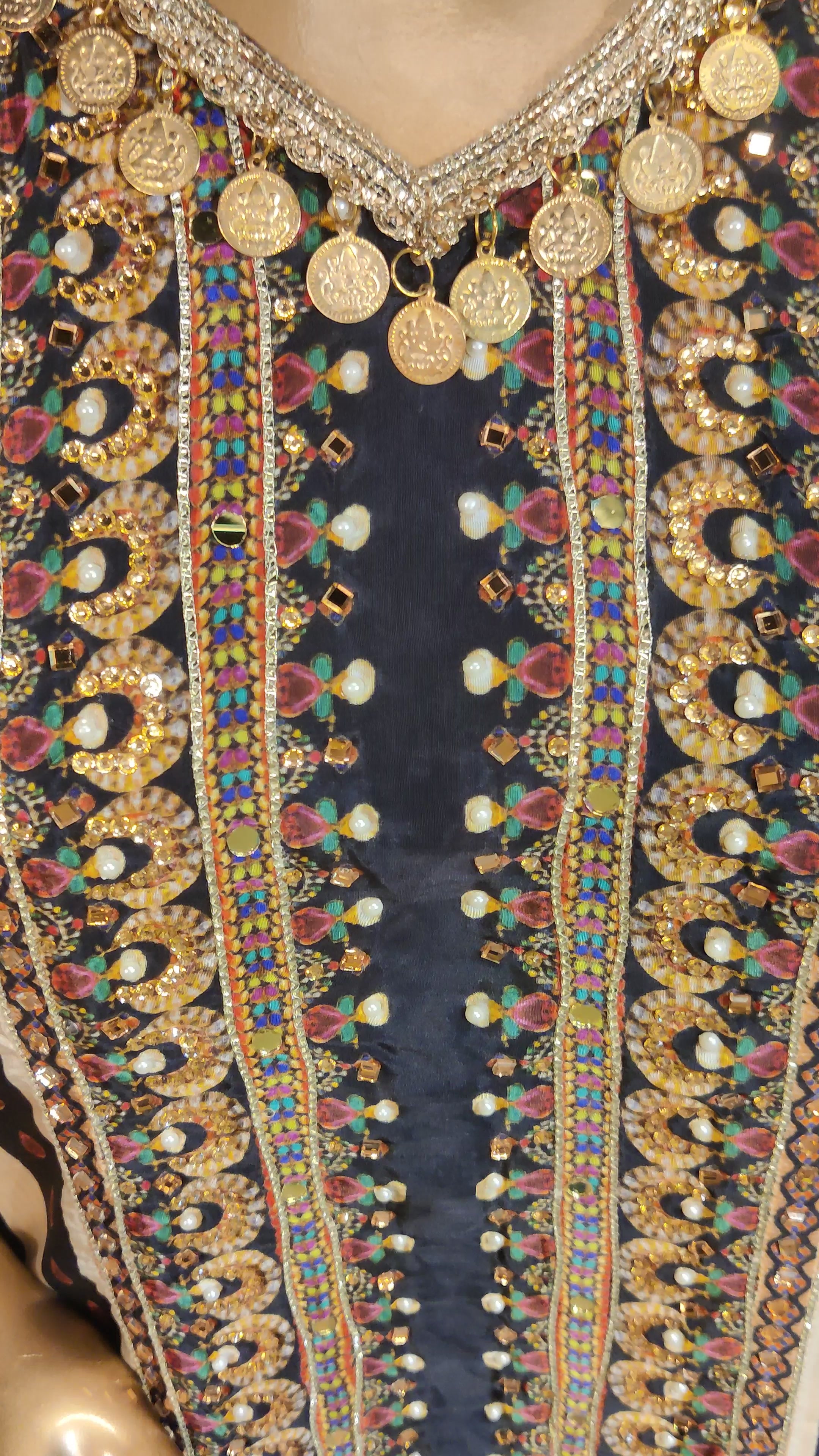 Monochrome Heritage Print Kaftan